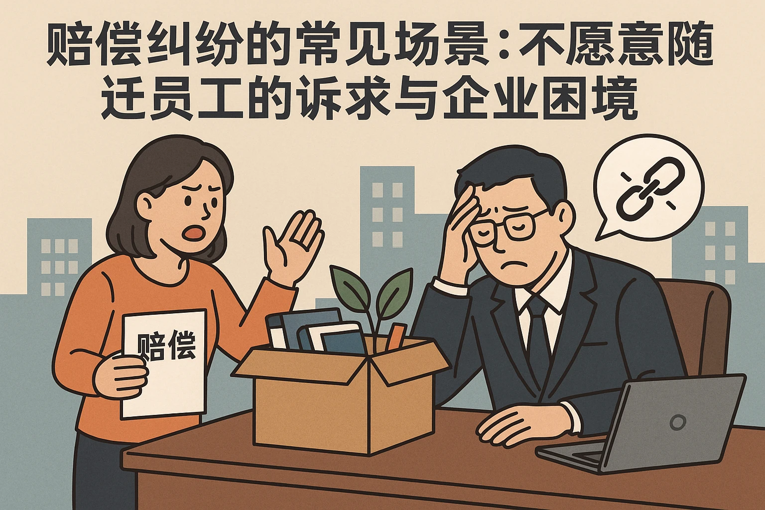 2. 赔偿纠纷的常见场景：不愿意随迁员工的诉求与企业困境