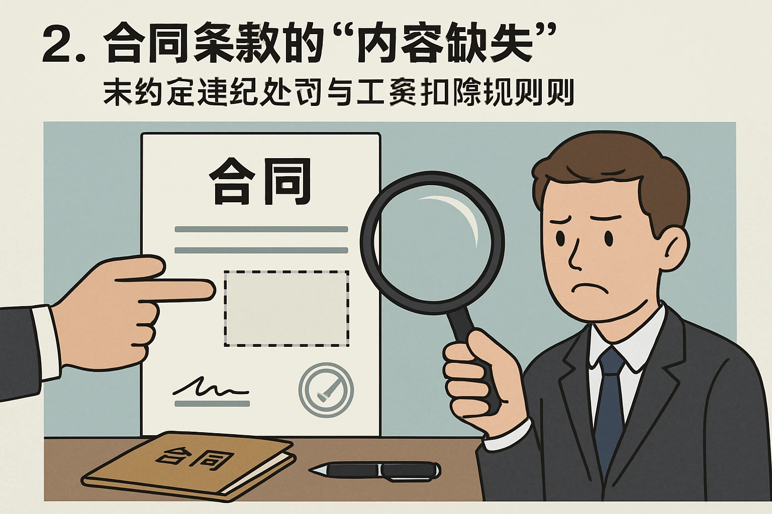 2. 合同条款的“内容缺失”：未约定违纪处罚与工资扣除规则