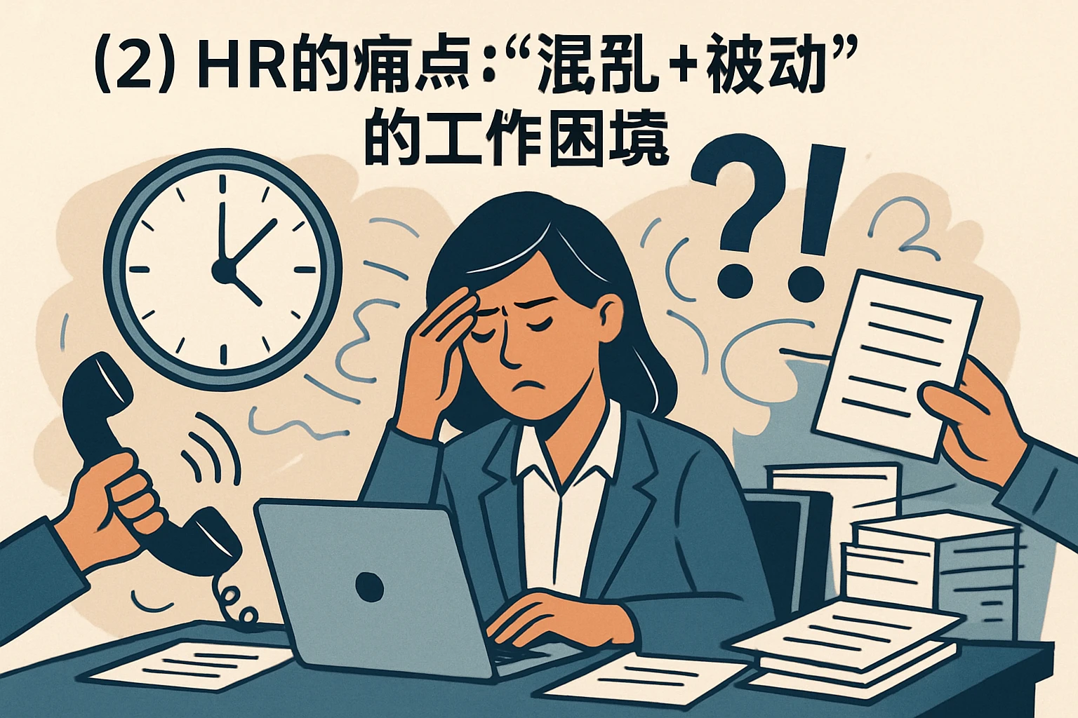 (2)HR的痛点:“混乱+被动”的工作困境