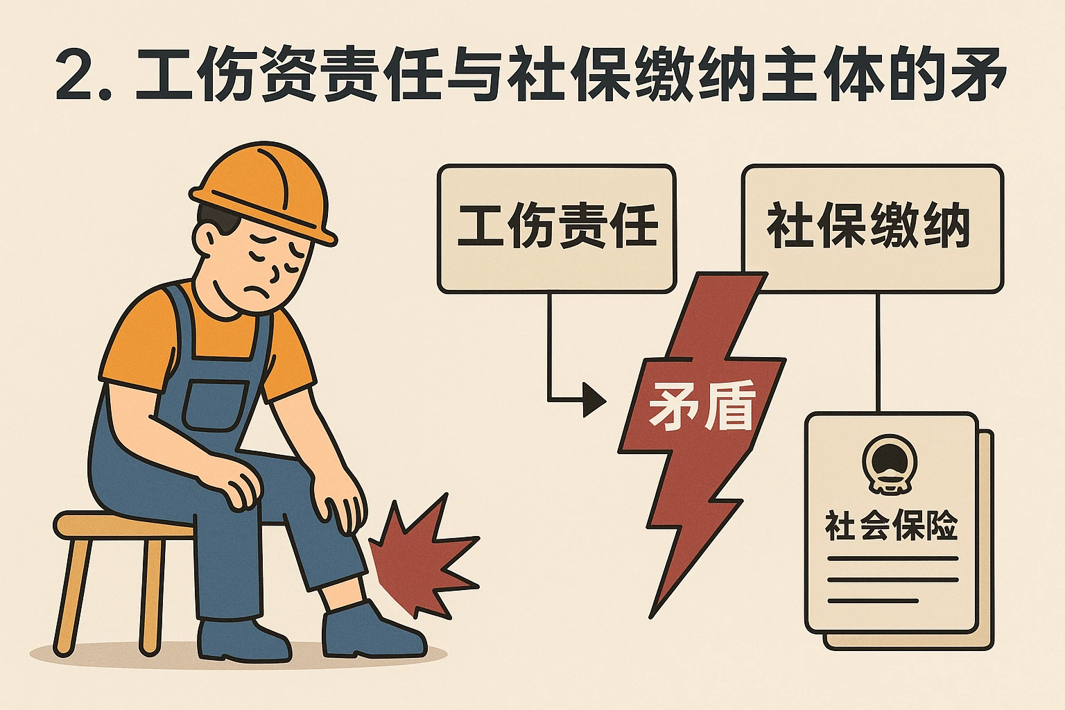 2. 工伤责任与社保缴纳主体的矛盾