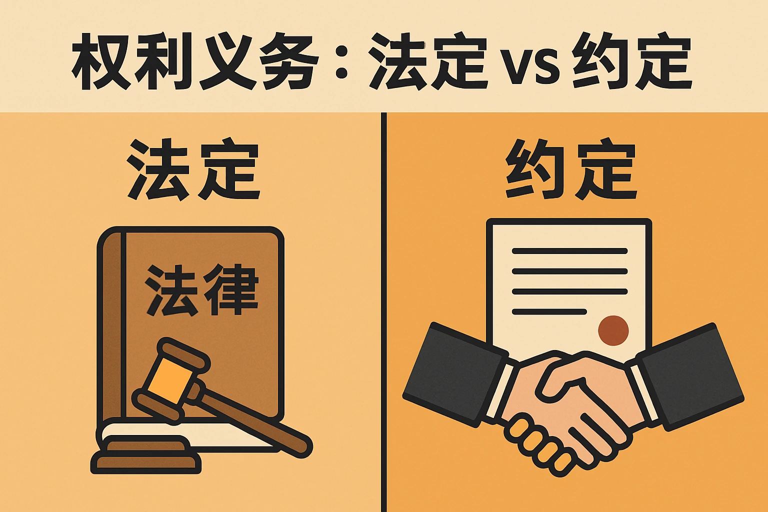 2. 权利义务：法定 vs 约定