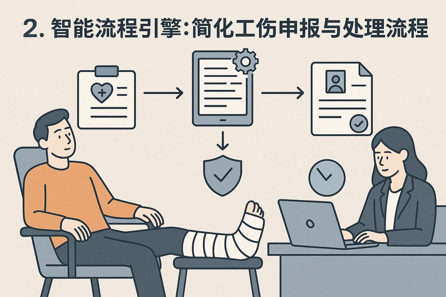2. 智能流程引擎：简化工伤申报与处理流程