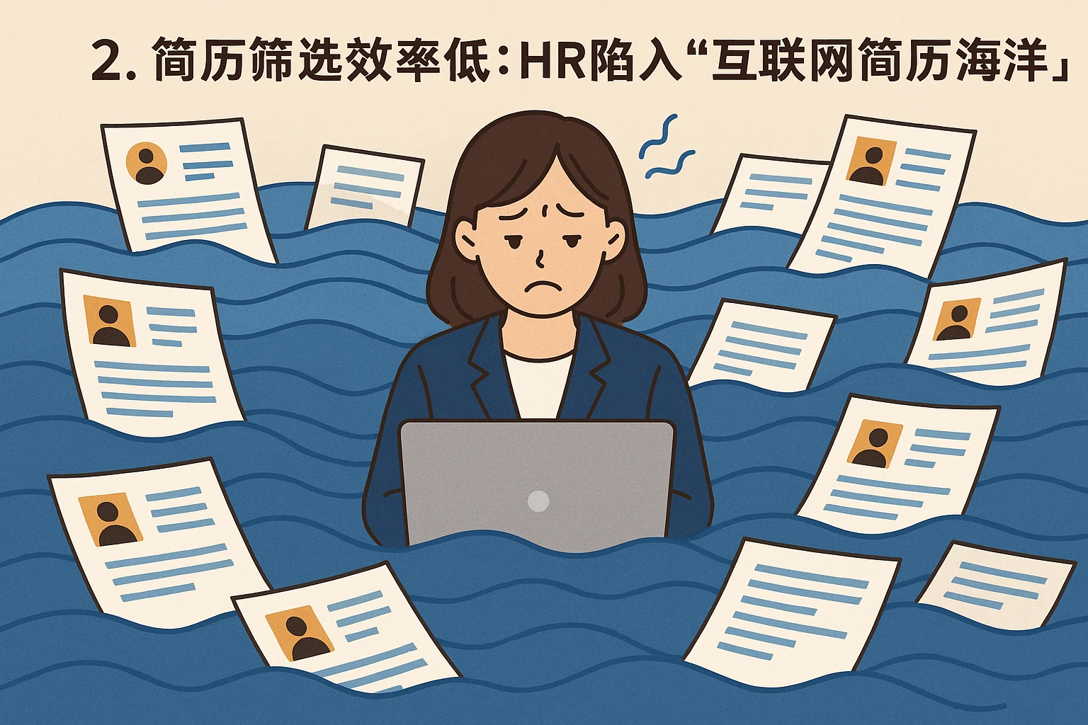2. 简历筛选效率低：HR陷入