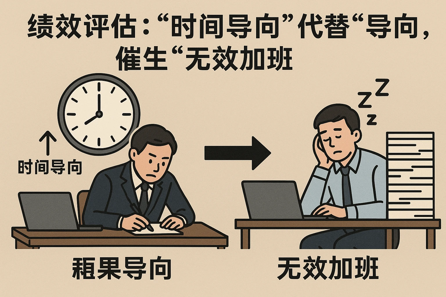 2. 绩效评估:“时间导向”代替“结果导向”,催生“无效加班”
