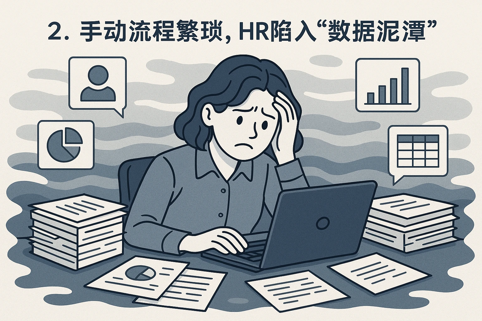 2. 手动流程繁琐，HR陷入“数据泥潭”