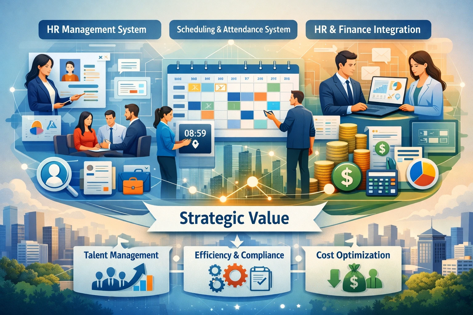 现代企业人力资源系统、考勤排班系统与人事财务一体化系统的战略价值
