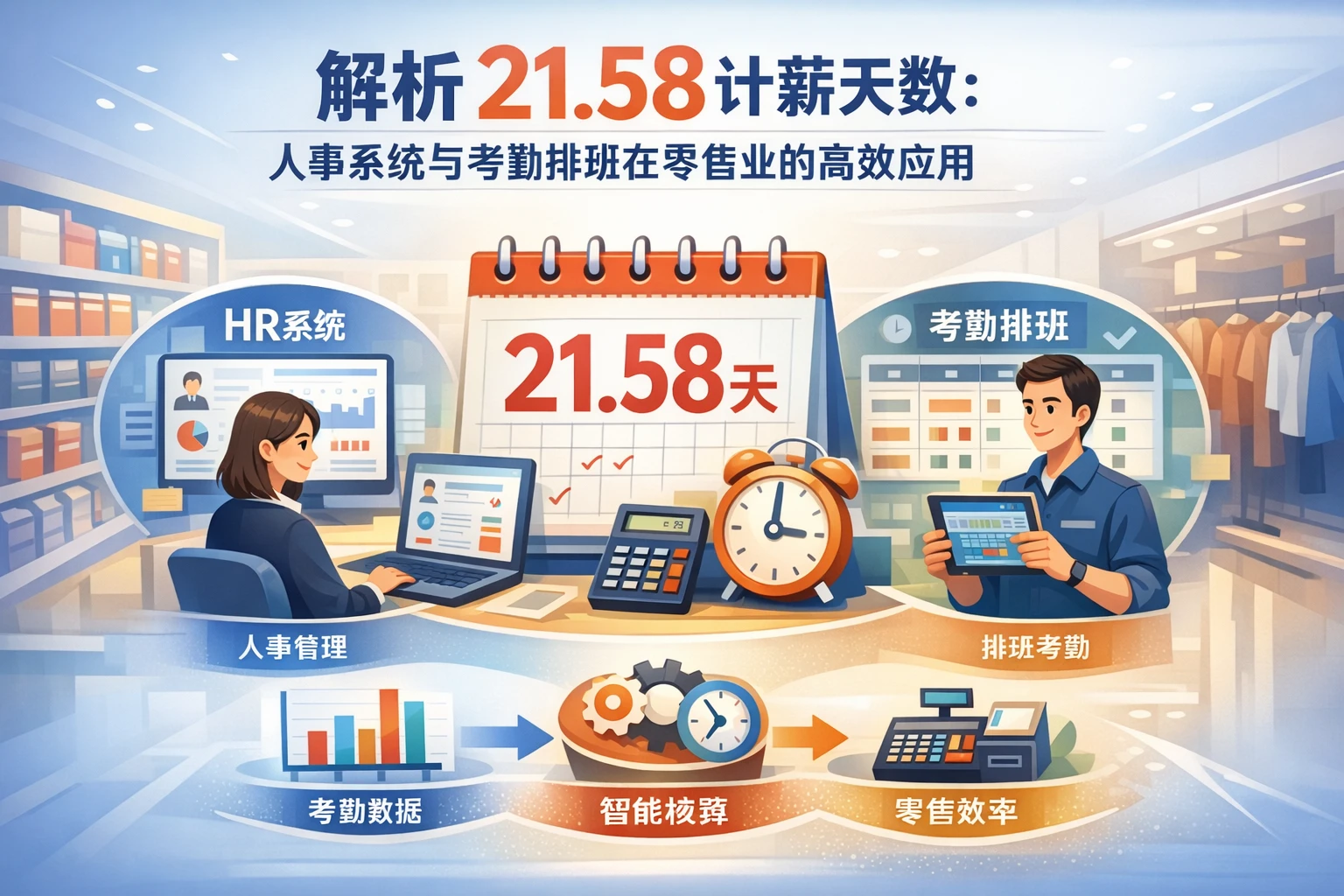 解析21.58计薪天数:人事系统与考勤排班在零售业的高效应用