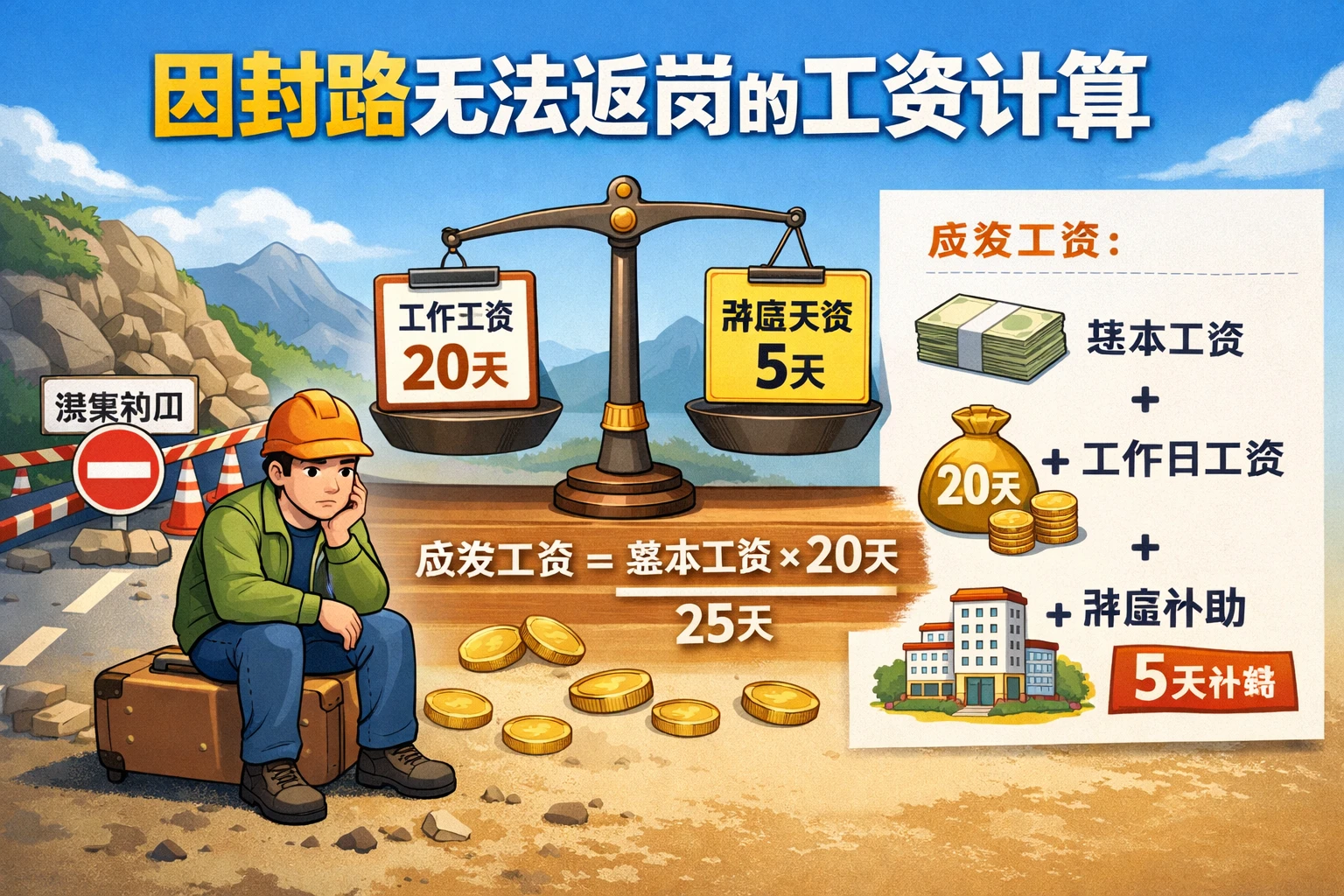 因封路无法返岗的工资计算