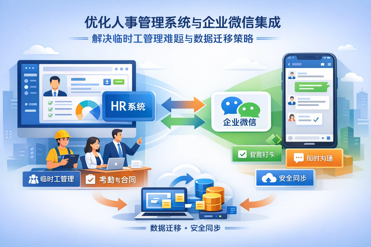 优化人事管理系统与企业微信集成，解决临时工管理难题与数据迁移策略