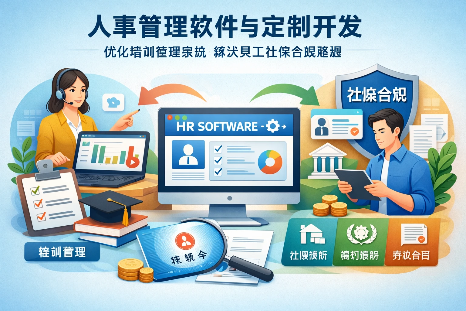 人事管理软件与定制开发：优化培训管理系统解决员工社保合规难题