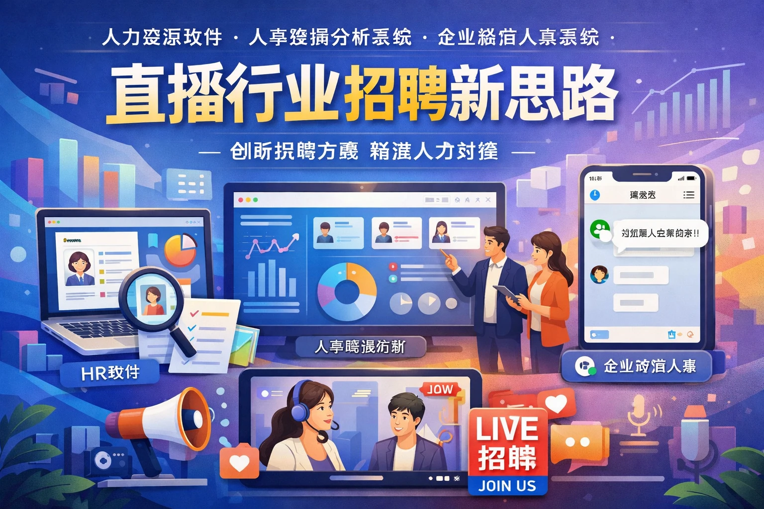 人力资源软件、人事数据分析系统与企业微信人事系统：直播行业招聘新思路