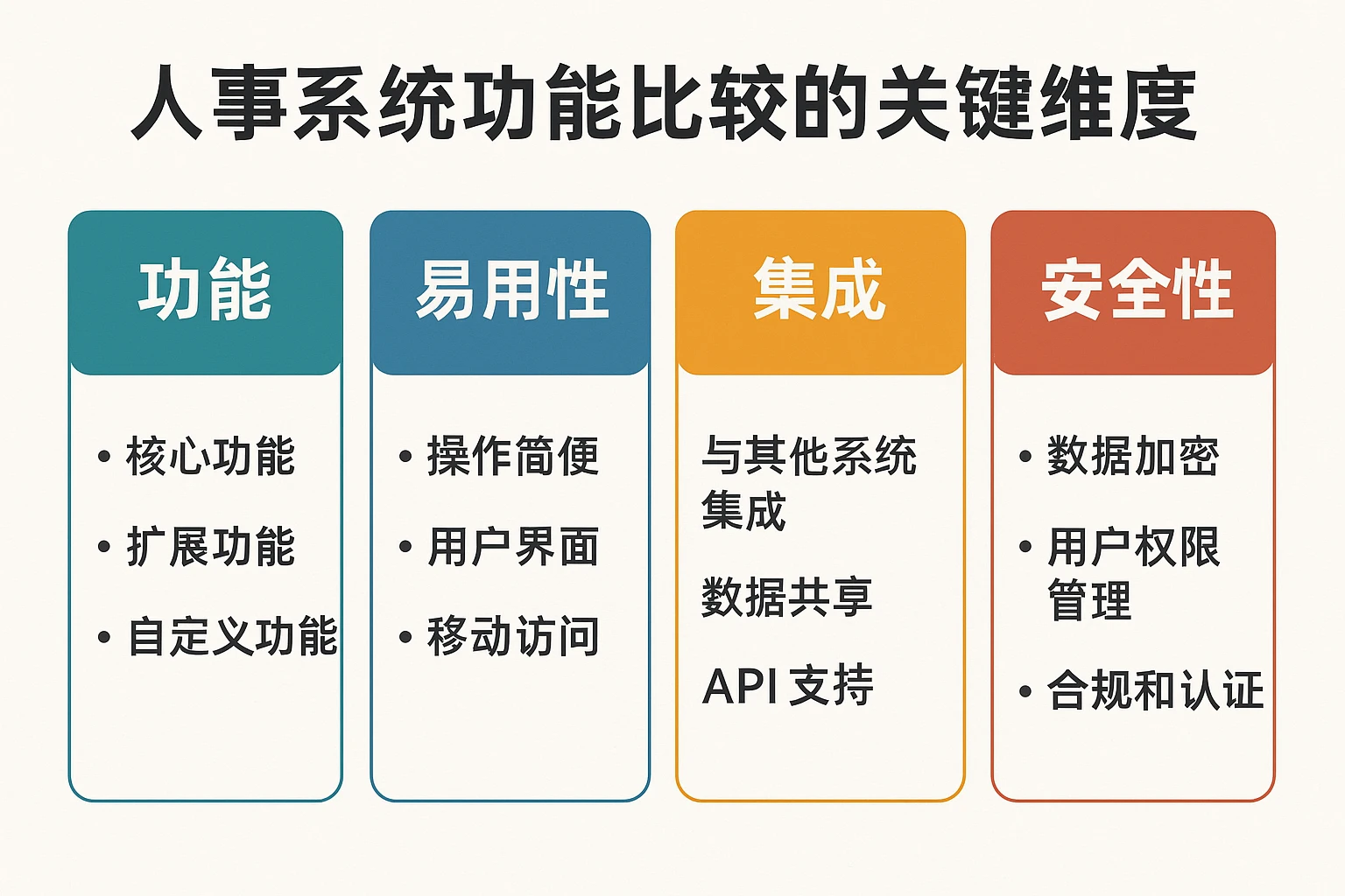 人事系统功能比较的关键维度