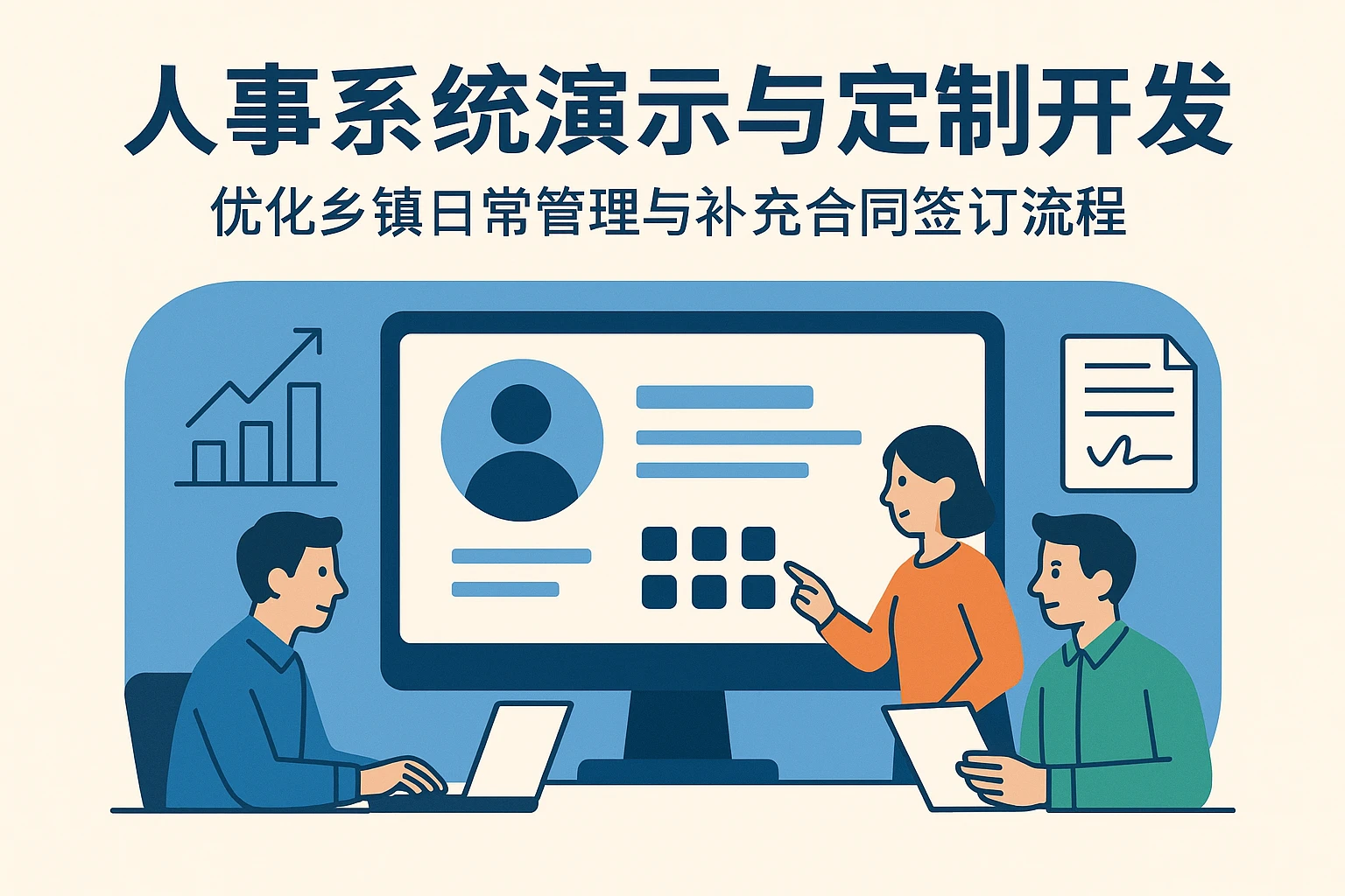 人事系统演示与定制开发：优化乡镇日常管理与补充合同签订流程