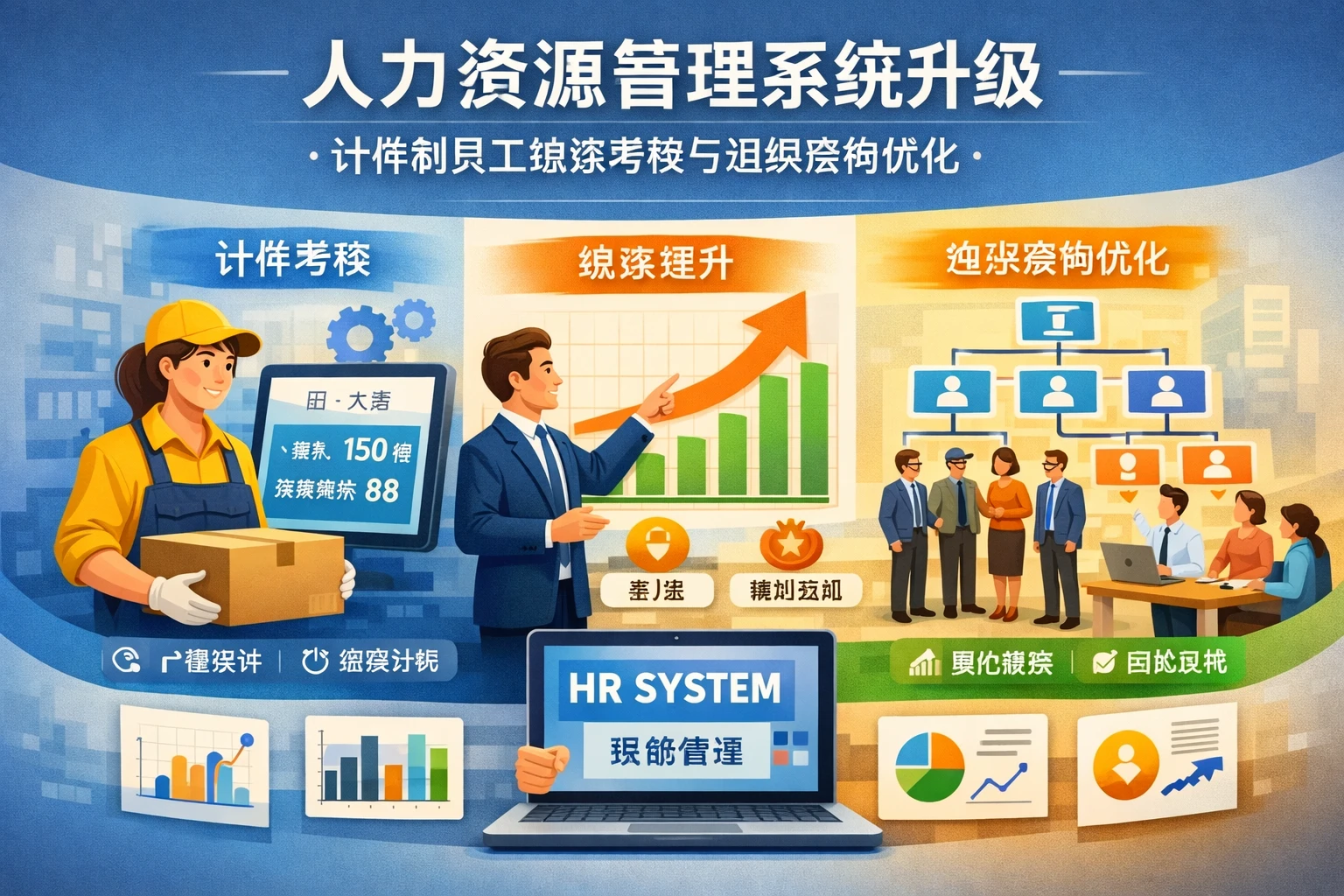 人力资源管理系统升级：计件制员工绩效考核与组织架构优化
