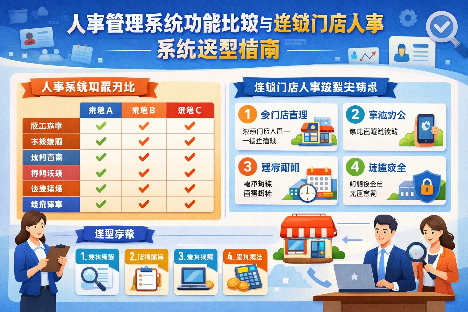 人事管理系统功能比较与连锁门店人事系统选型指南