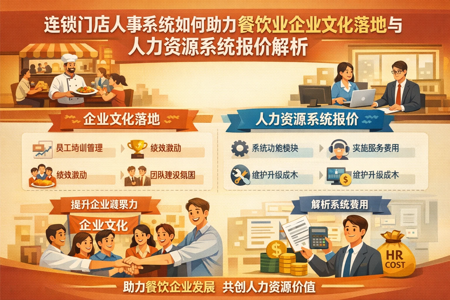 连锁门店人事系统如何助力餐饮业企业文化落地与人力资源系统报价解析