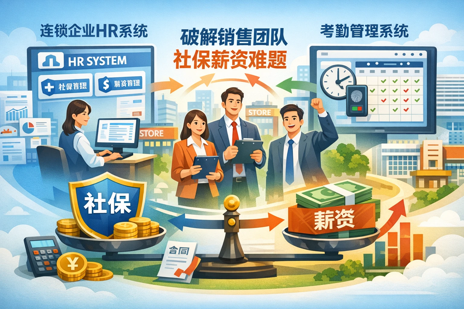 连锁企业HR系统与考勤管理系统：破解销售团队社保薪资难题