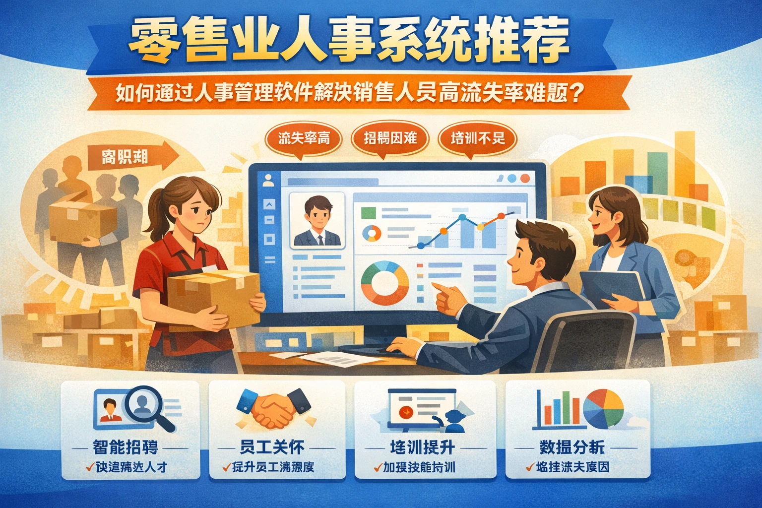 零售业人事系统推荐：如何通过人事管理软件解决销售人员高流失率难题