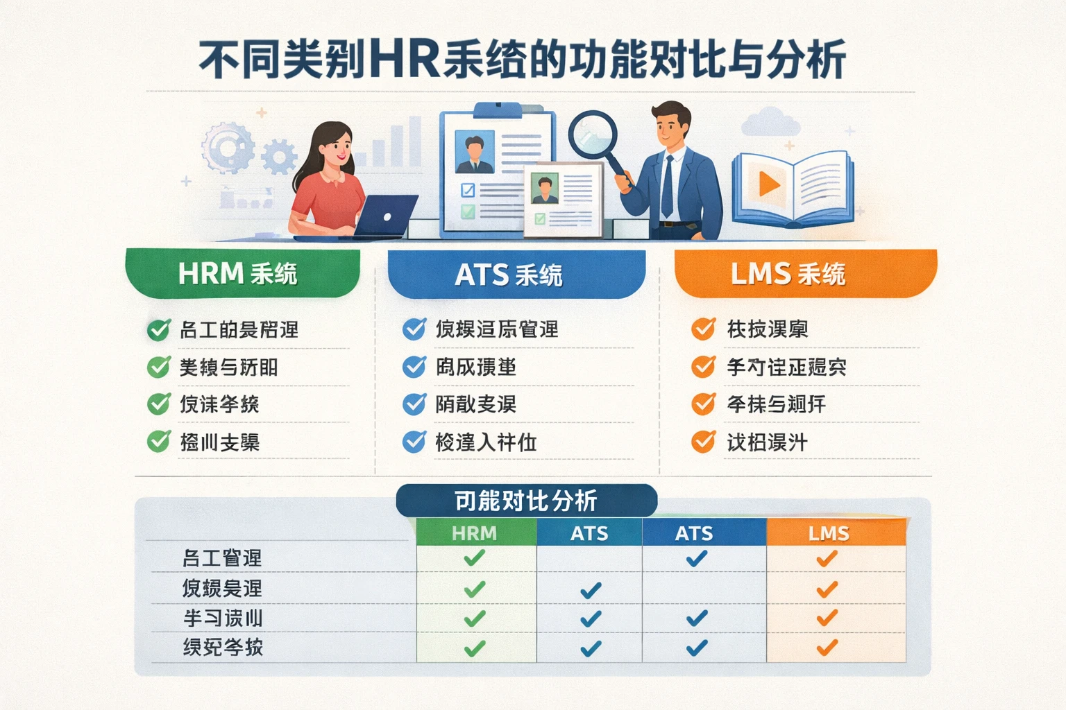 不同类别HR系统的功能对比与分析