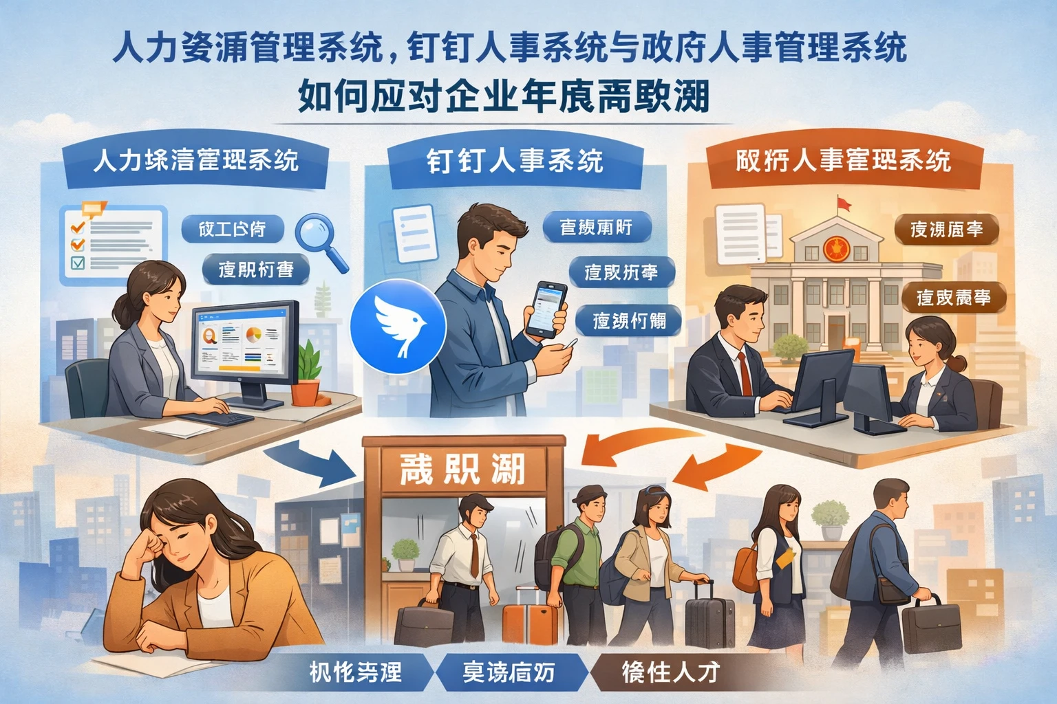 人力资源管理系统、钉钉人事系统与政府人事管理系统如何应对企业年底离职潮