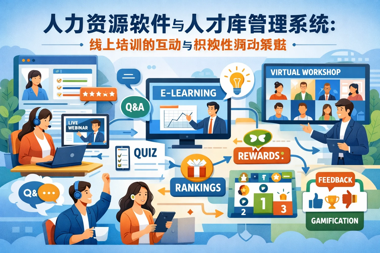 人力资源软件与人才库管理系统：线上培训的互动与积极性调动策略