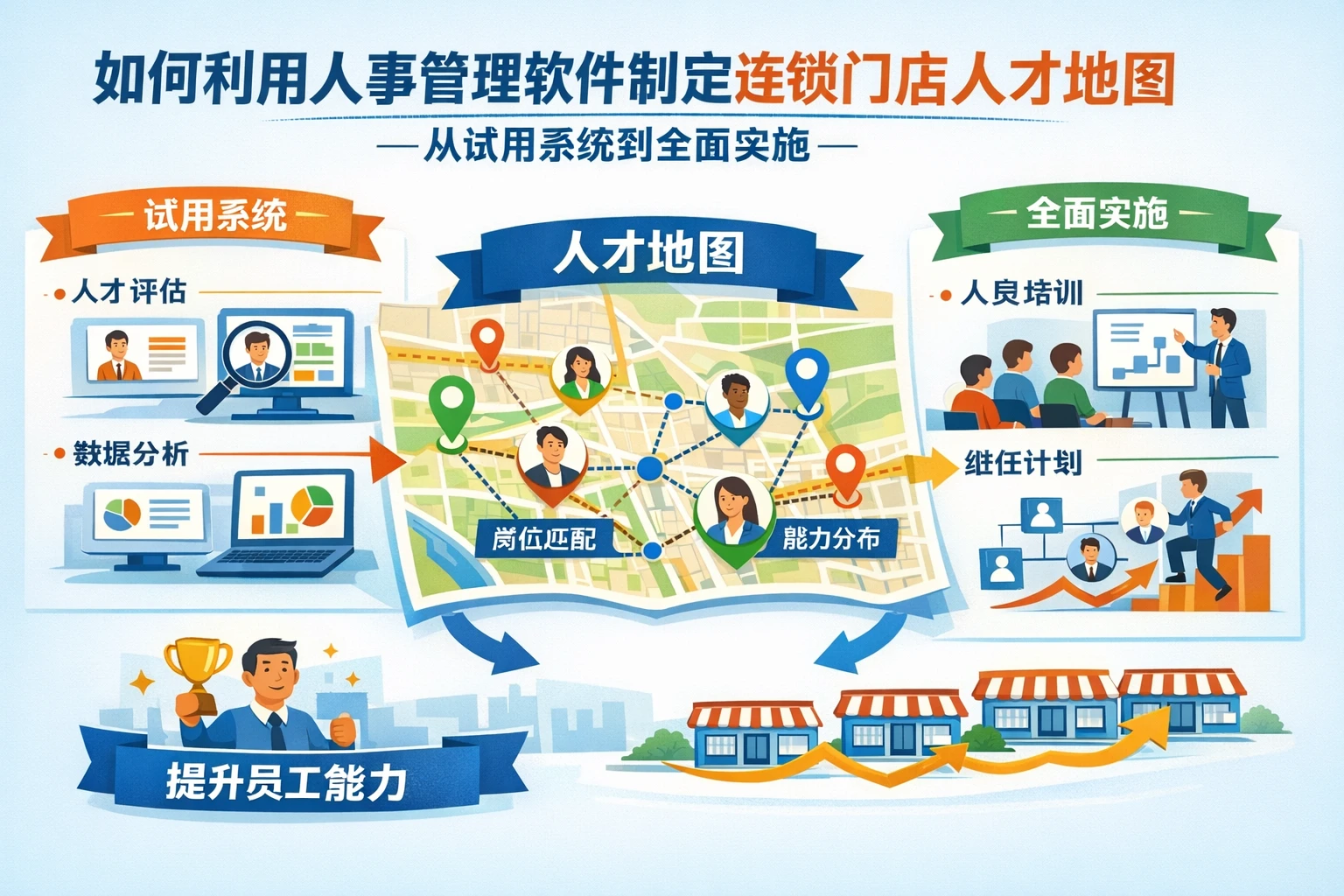 如何利用人事管理软件制定连锁门店人才地图：从试用系统到全面实施