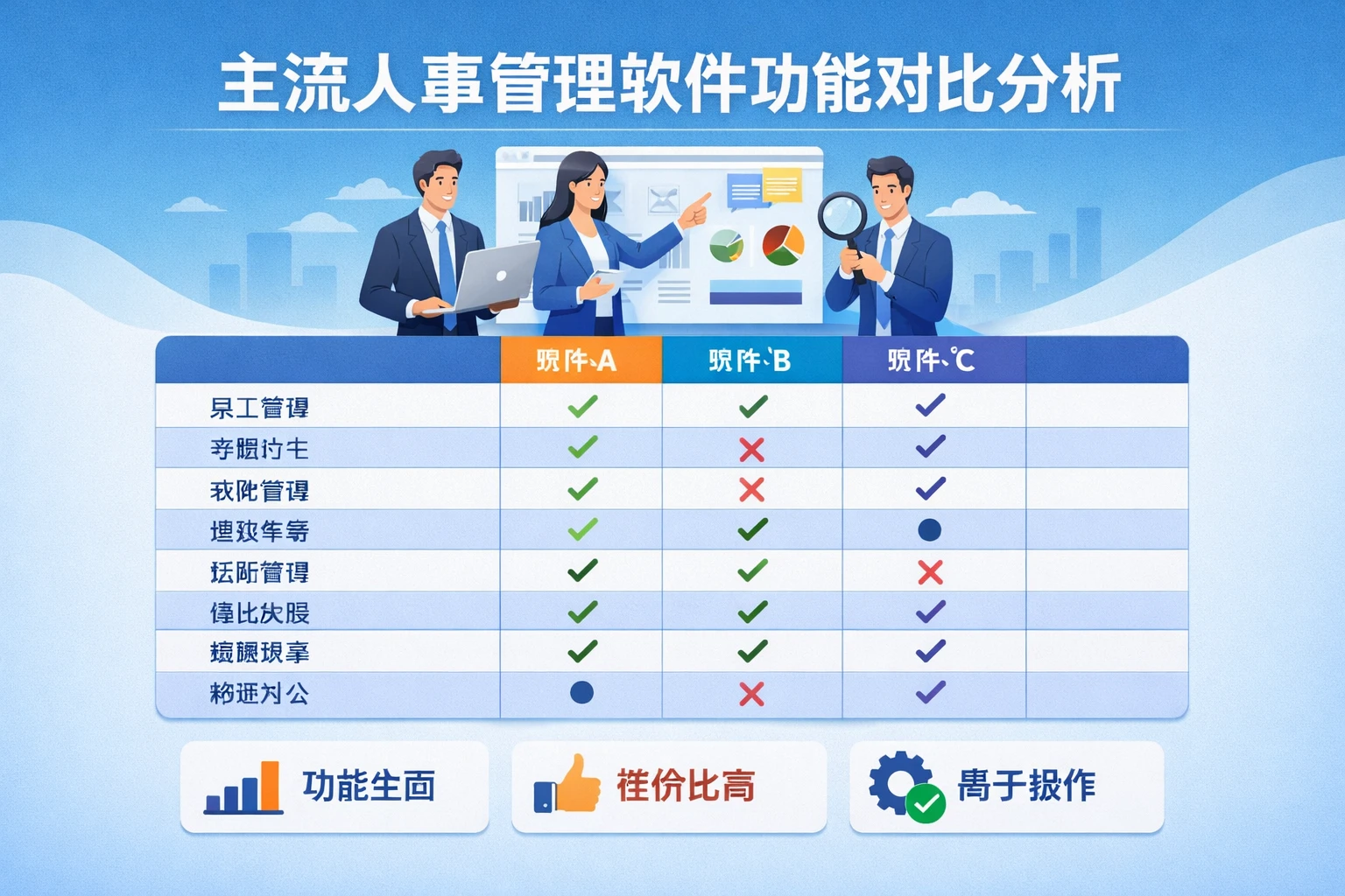 主流人事管理软件功能对比分析