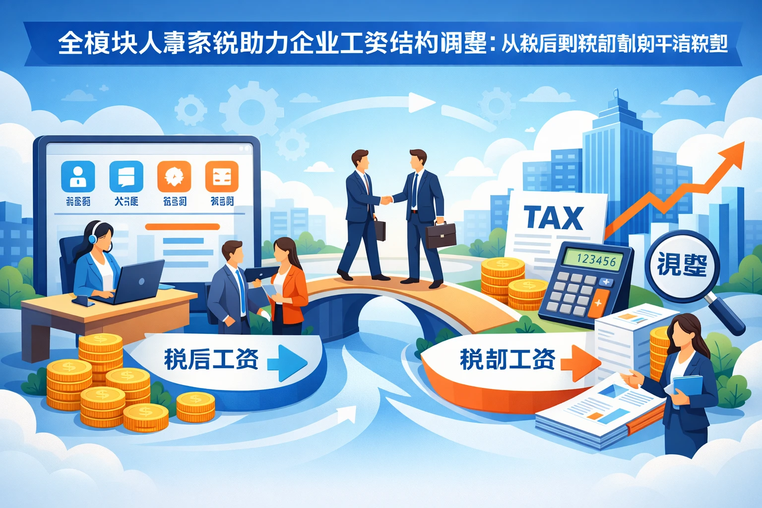 全模块人事系统助力企业工资结构调整：从税后到税前制的平滑转型