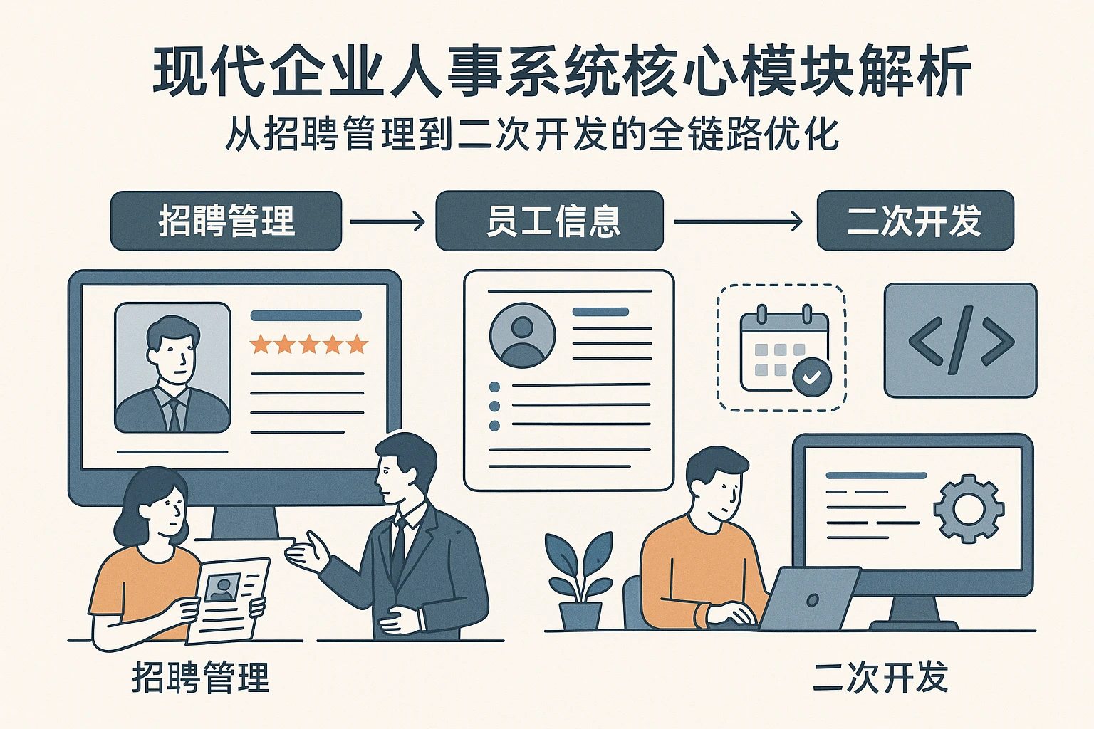 现代企业人事系统核心模块解析：从招聘管理到二次开发的全链路优化