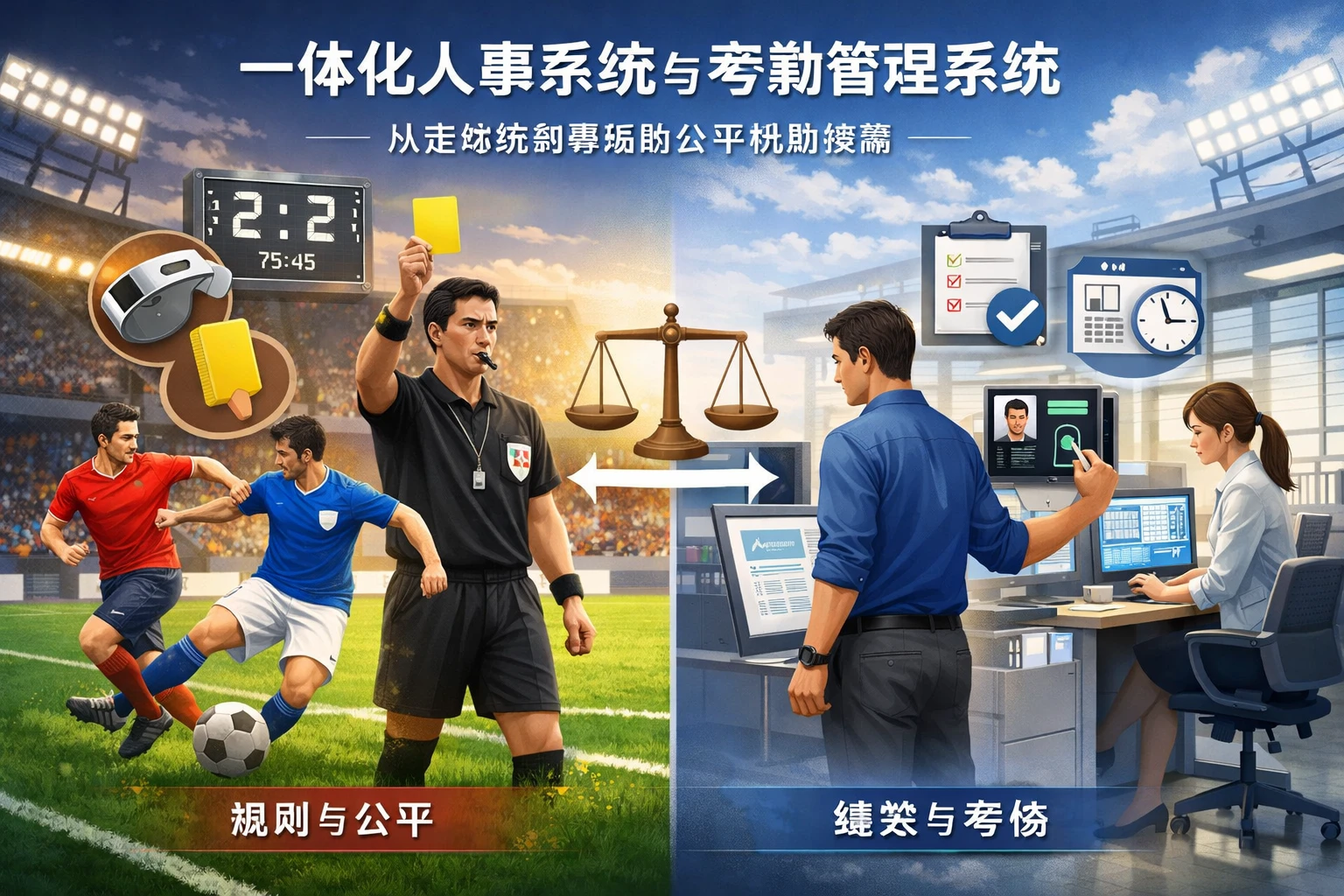 一体化人事系统与考勤管理系统：从足球场到职场的公平机制探索