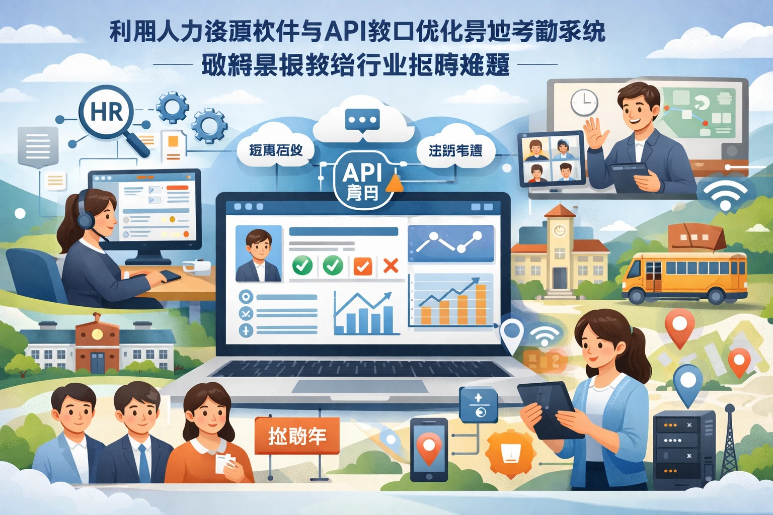 利用人力资源软件与API接口优化异地考勤系统，破解县城教培行业招聘难题