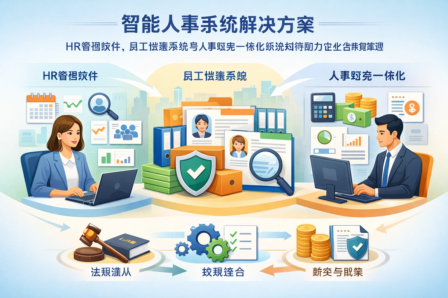 智能人事系统解决方案：HR管理软件、员工档案系统与人事财务一体化系统如何助力企业合规管理