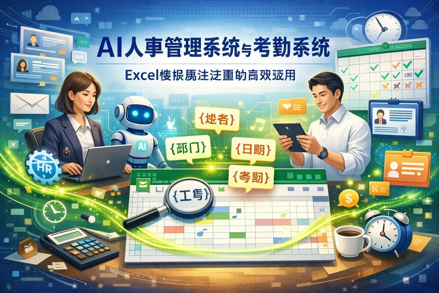 AI人事管理系统与考勤系统：Excel模板魔法变量的高效应用