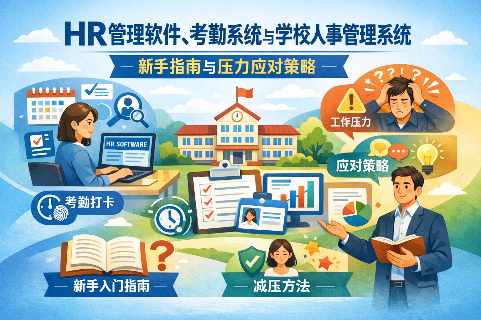 HR管理软件、考勤系统与学校人事管理系统：新手指南与压力应对策略
