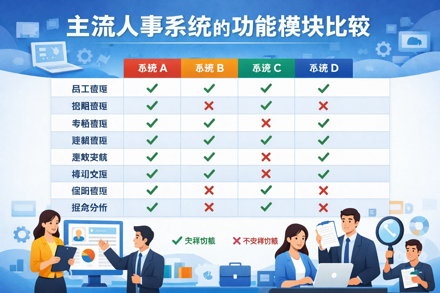 主流人事系统的功能模块比较