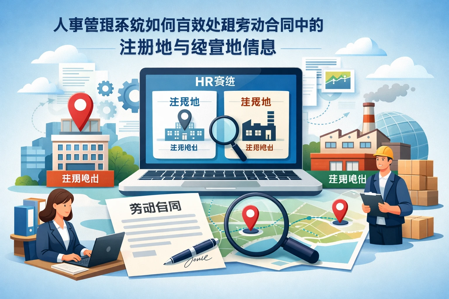 人事管理系统如何高效处理劳动合同中的注册地与经营地信息