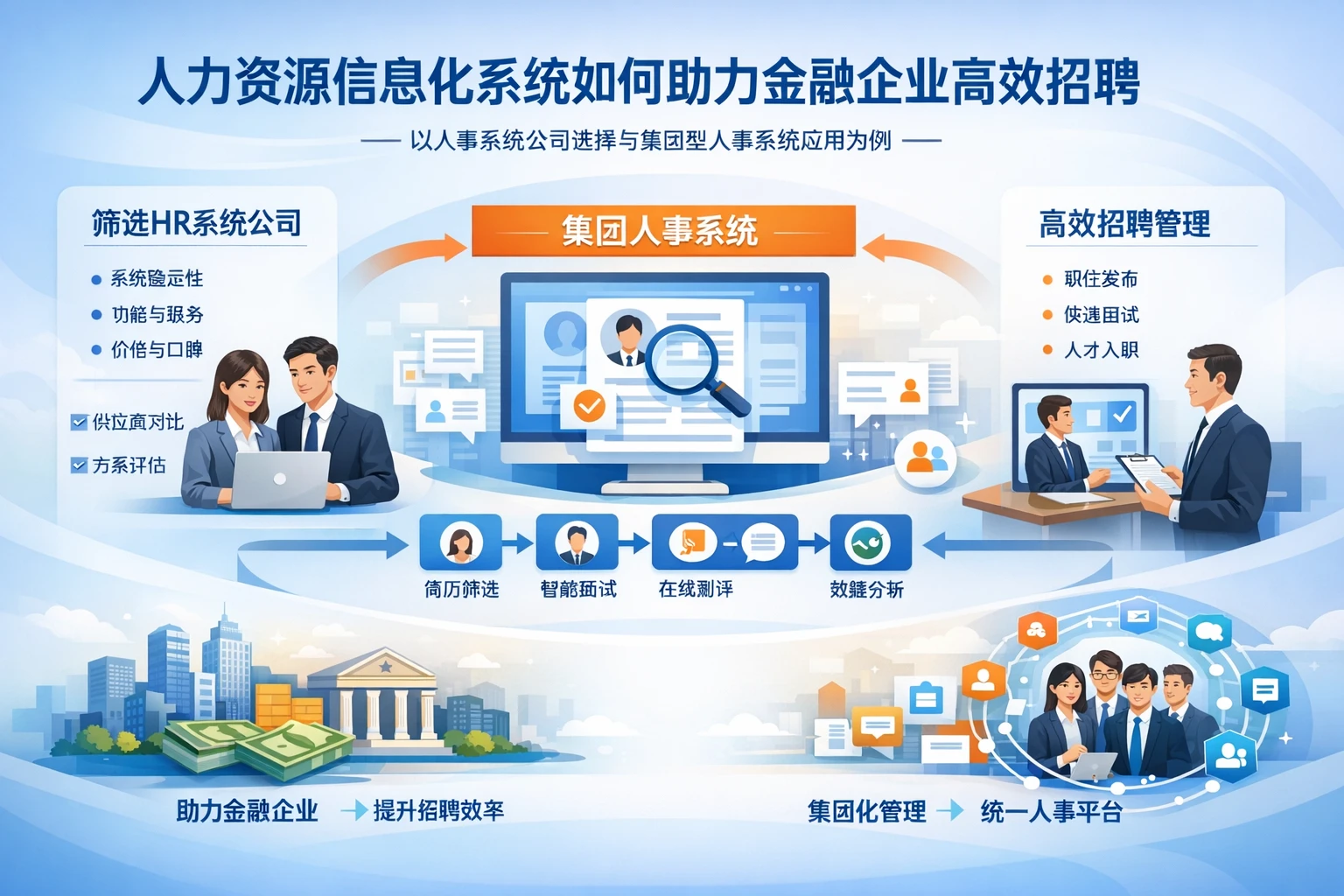 人力资源信息化系统如何助力金融企业高效招聘——以人事系统公司选择与集团型人事系统应用为例