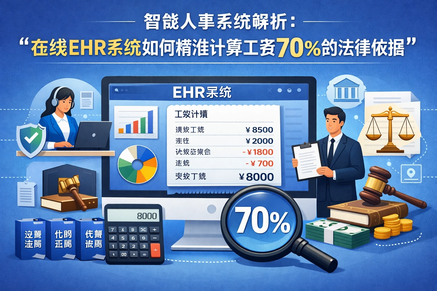 智能人事系统解析：在线EHR系统如何精准计算工资70%的法律依据