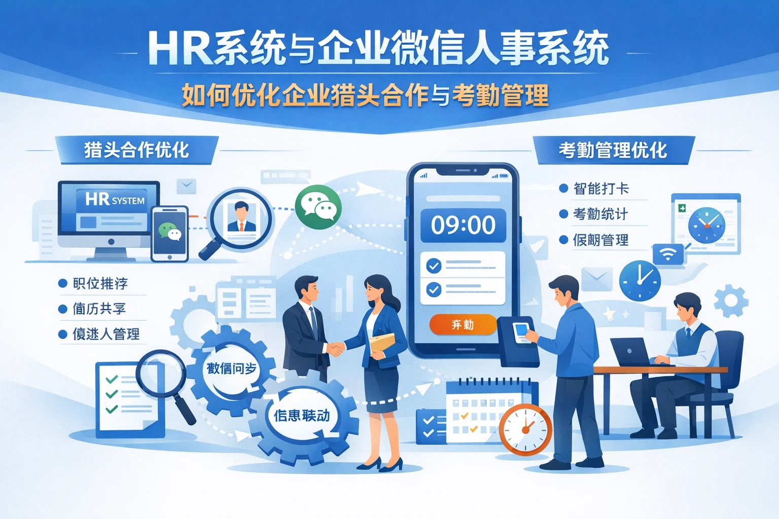 HR系统与企业微信人事系统如何优化企业猎头合作与考勤管理