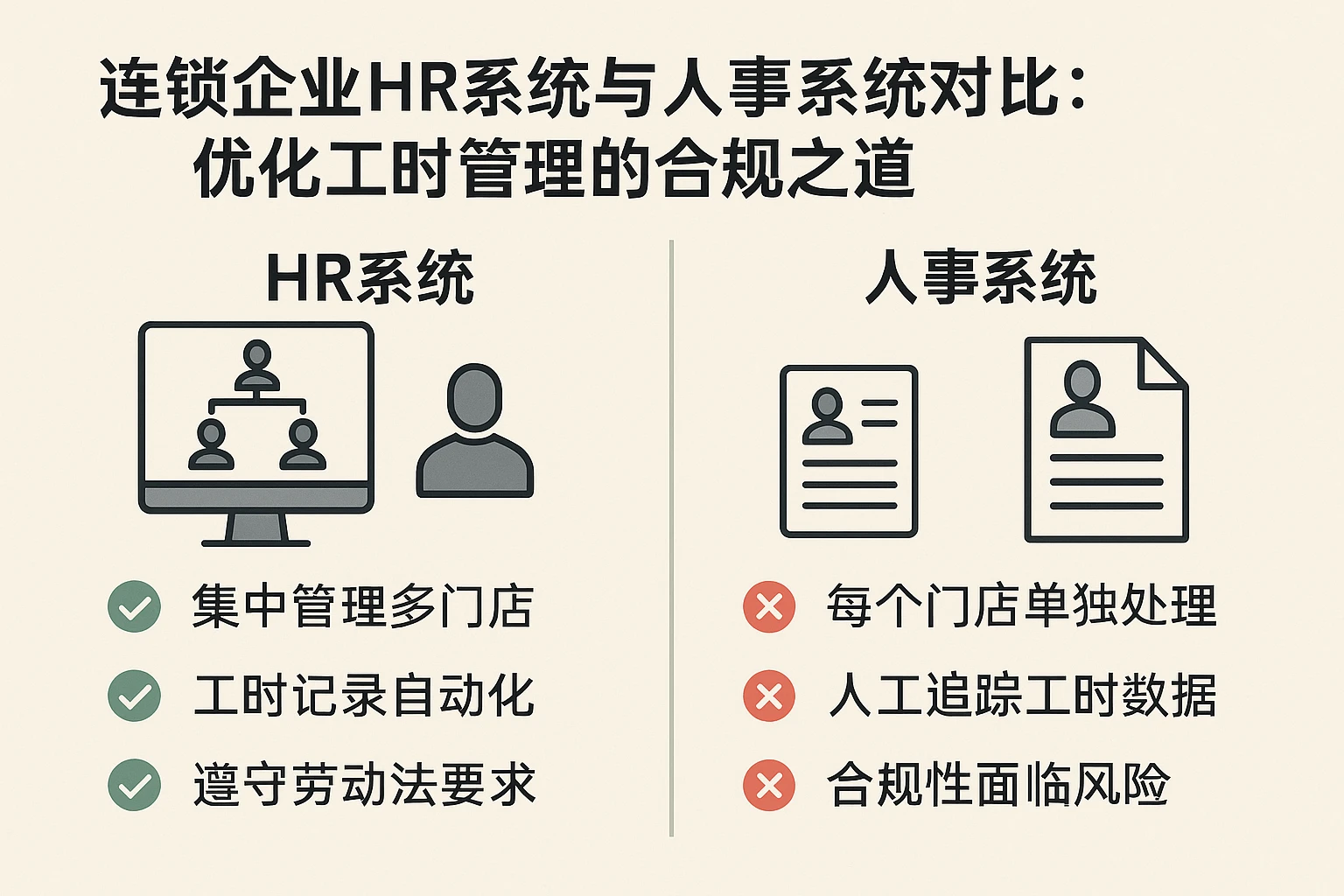 连锁企业HR系统与人事系统对比：优化工时管理的合规之道