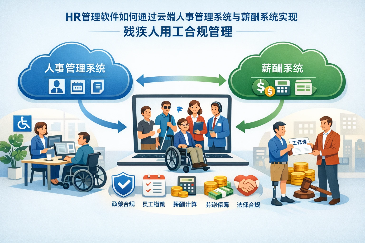 HR管理软件如何通过云端人事管理系统与薪酬系统实现残疾人用工合规管理