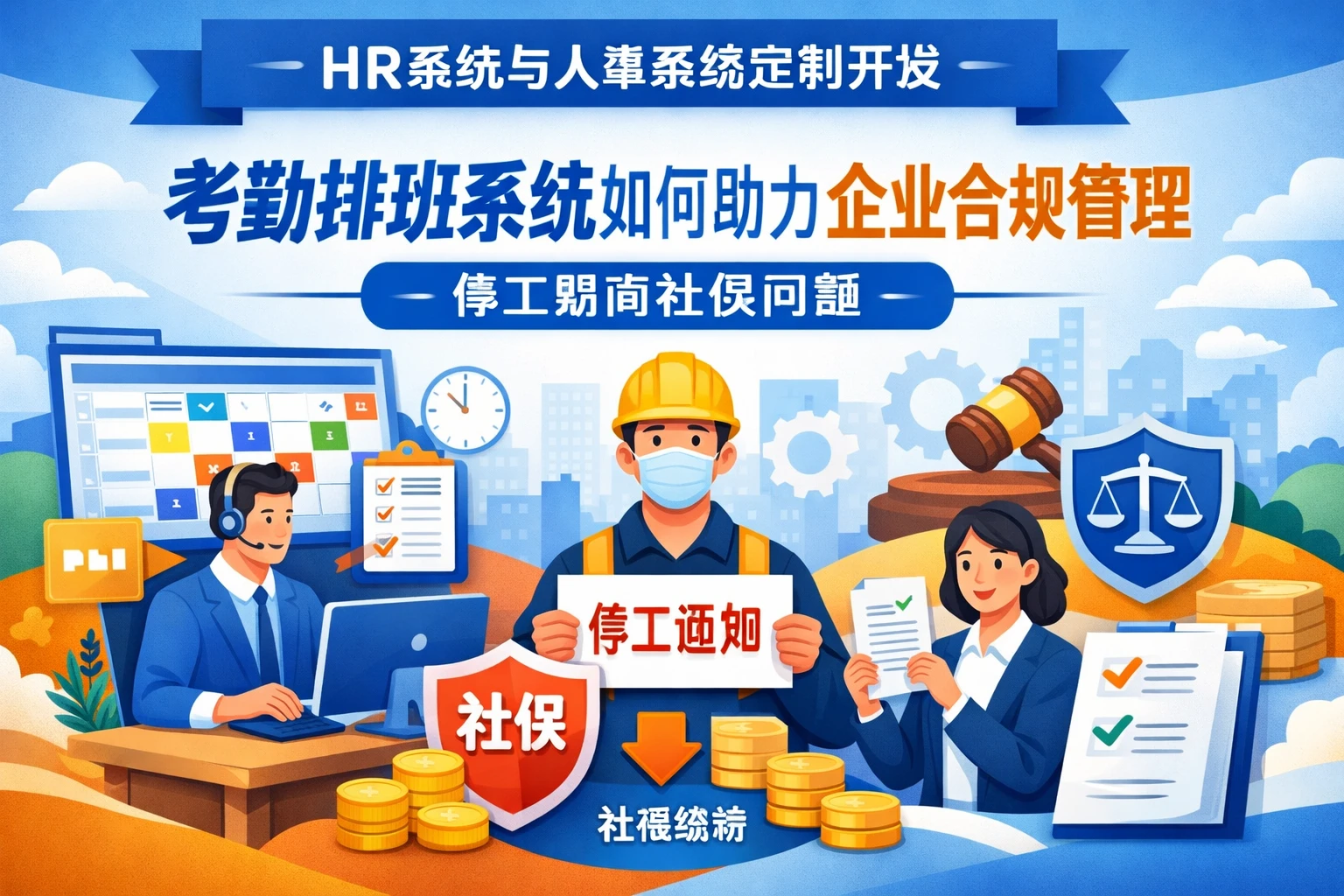 HR系统与人事系统定制开发：考勤排班系统如何助力企业合规管理停工期间社保问题