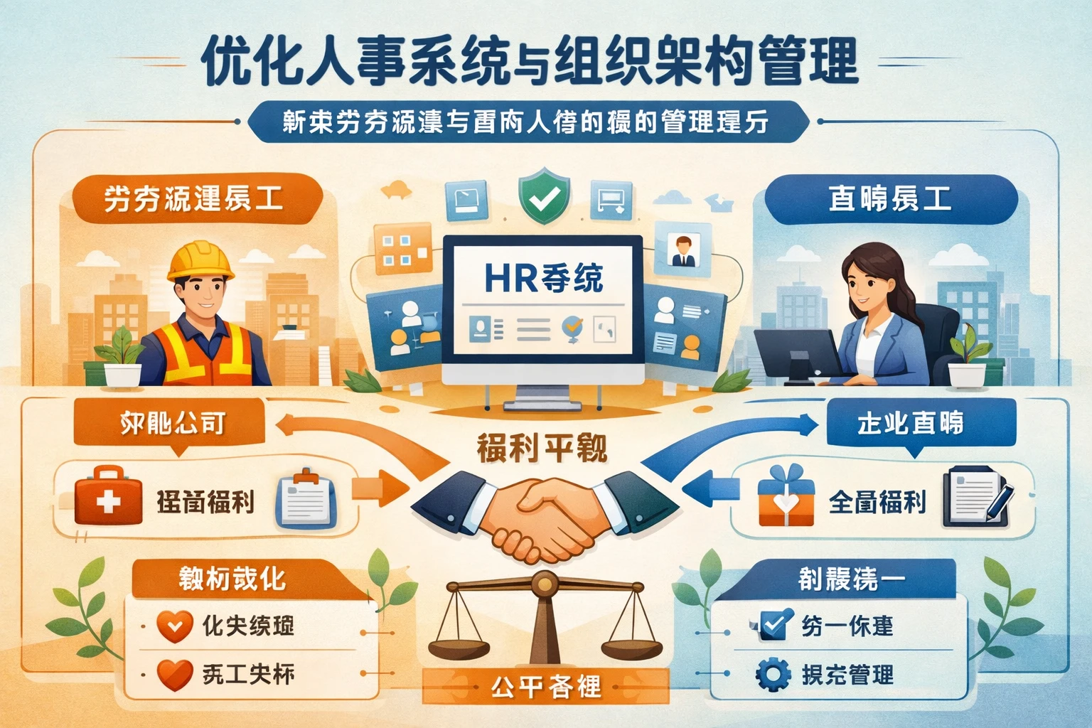 优化人事系统与组织架构管理系统：解决劳务派遣与直聘人员的福利管理差异