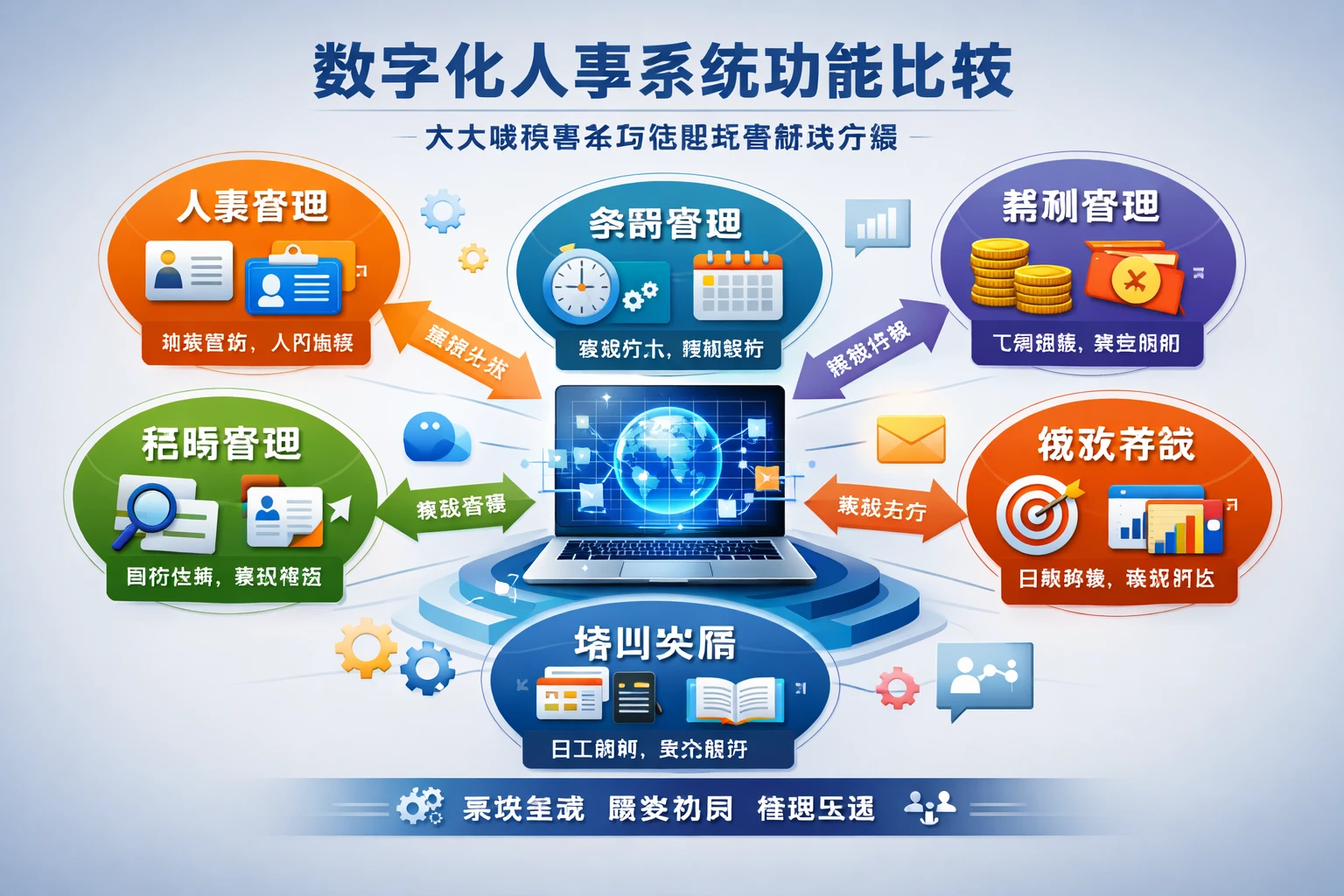 数字化人事系统功能比较：六大模块整合与信息共享解决方案