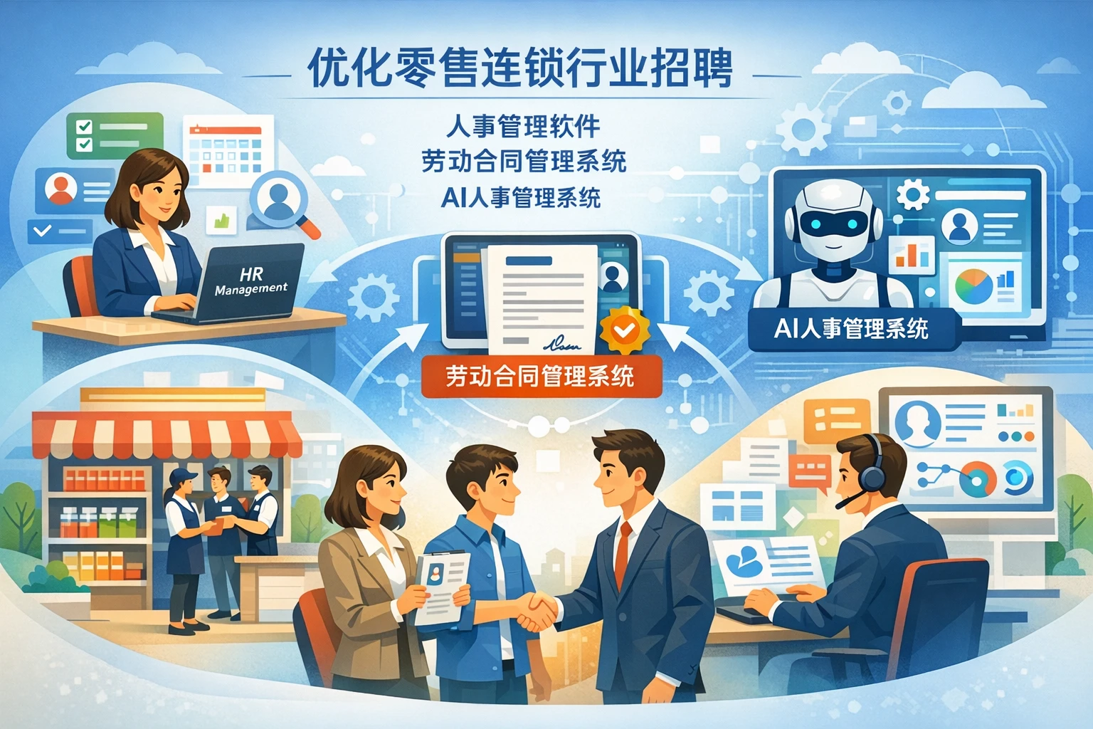 优化零售连锁行业招聘：人事管理软件、劳动合同管理系统与AI人事管理系统的整合应用