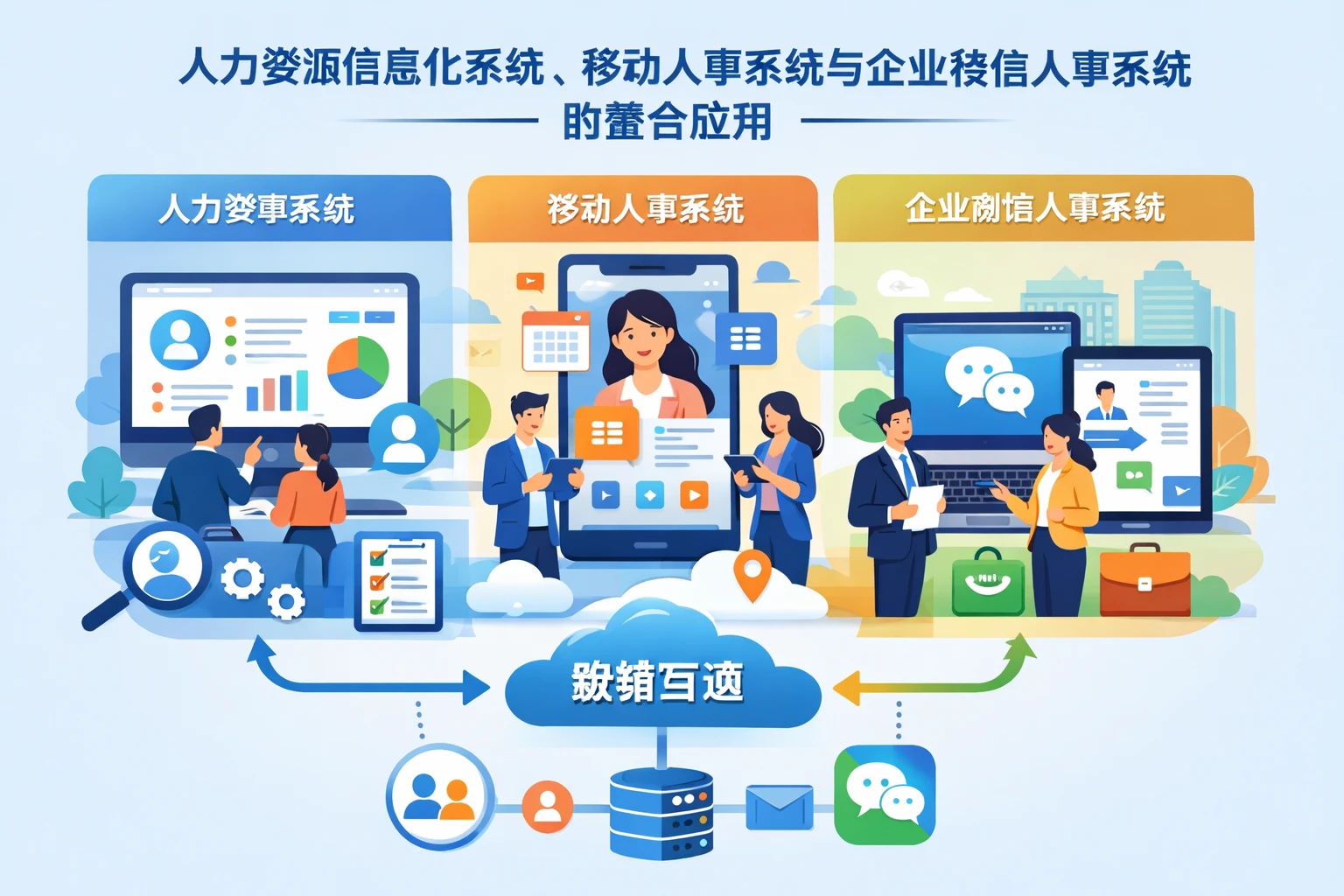 人力资源信息化系统、移动人事系统与企业微信人事系统的整合应用