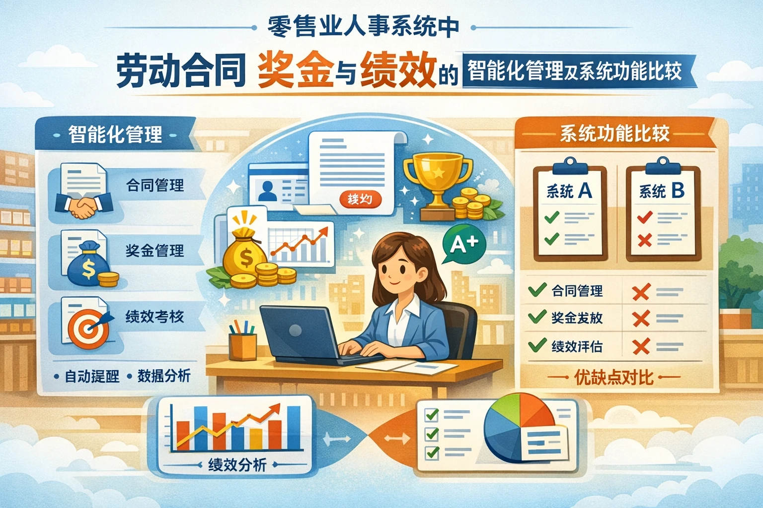 零售业人事系统中劳动合同奖金与绩效的智能化管理及系统功能比较