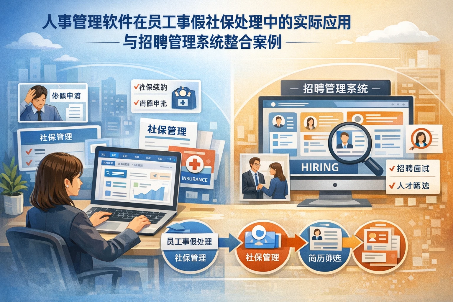 人事管理软件在员工事假社保处理中的实际应用与招聘管理系统整合案例
