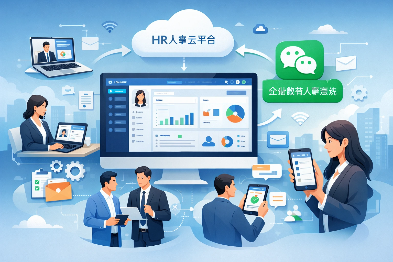 现代企业人事管理软件、人事云平台与微信人事系统的整合应用