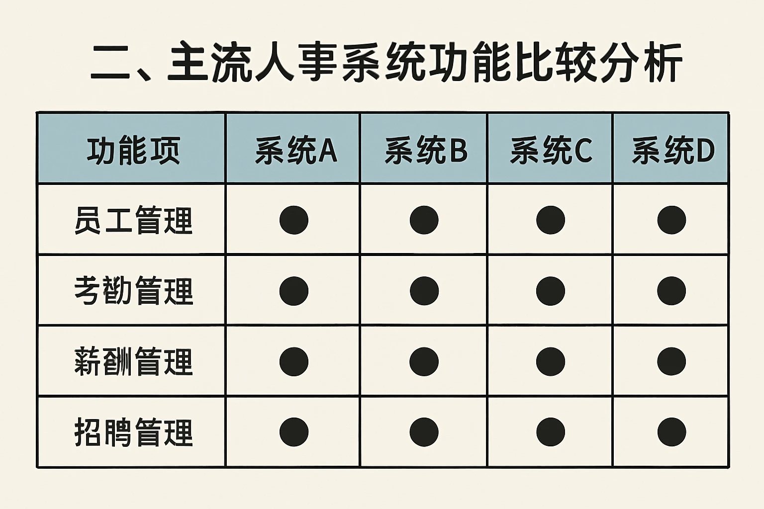 二、主流人事系统功能比较分析
